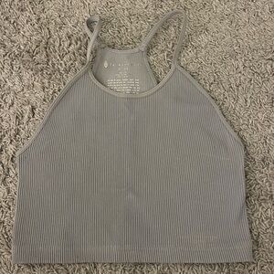 Free People Movement ribbed high neck light grey tank